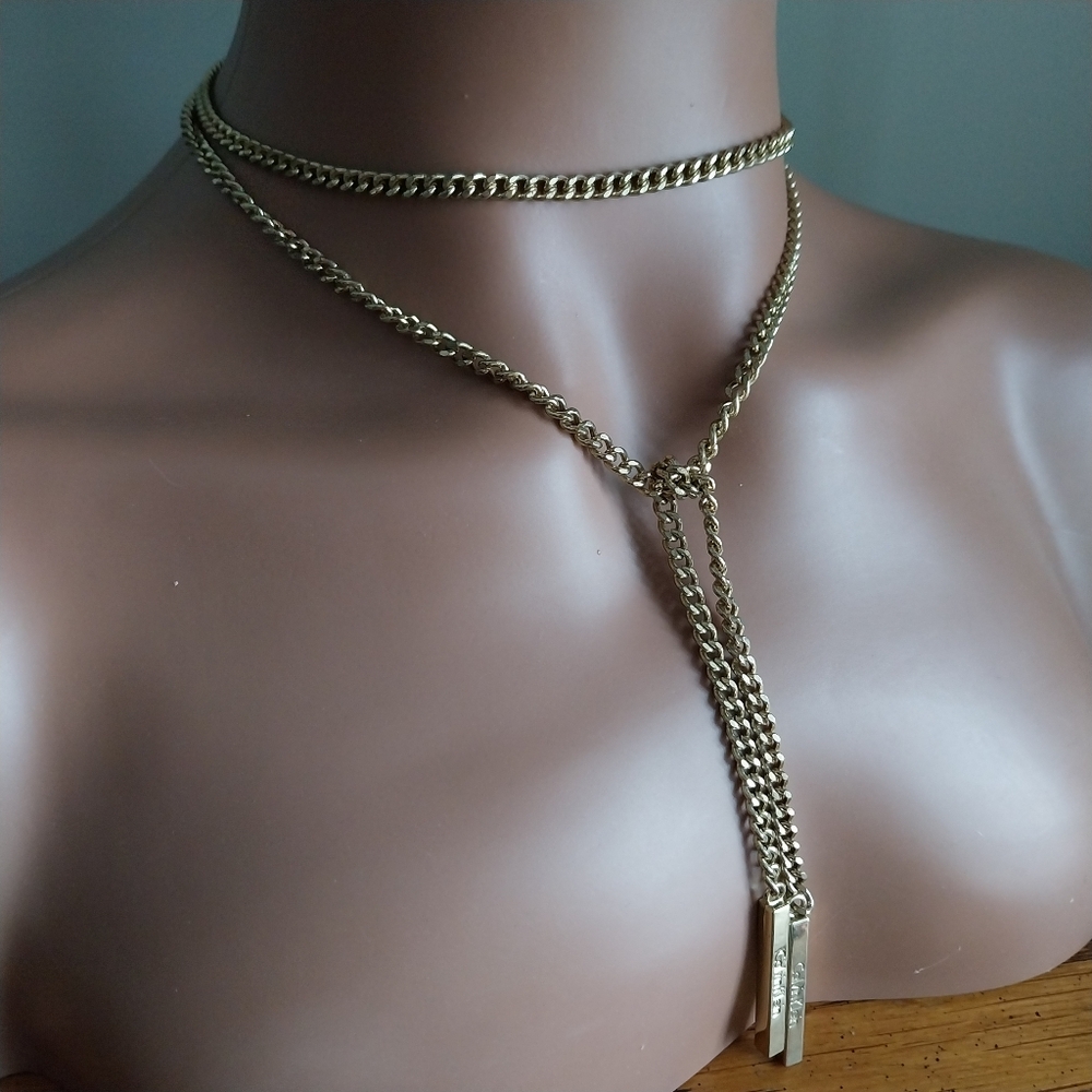 Calvin Klein Gold Double Chain Necklace - Picture 14 of 14